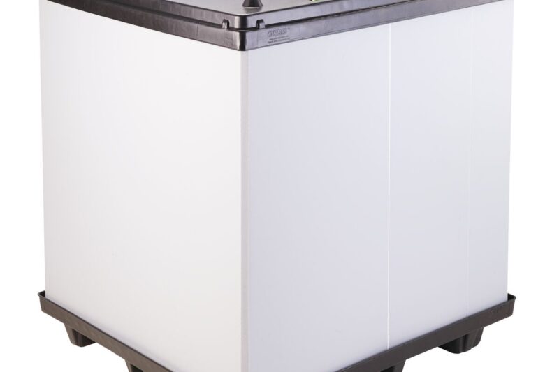 A white OPTEBULK4845-52 sleeve pack with a black lid.