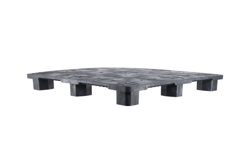 A black plastic pallet on a white background.